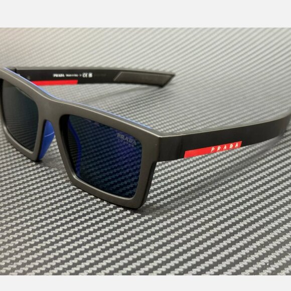 PRADA Linea Rossa Blue Mirror Men's 55mm Sunglasses - Picture 1 of 5